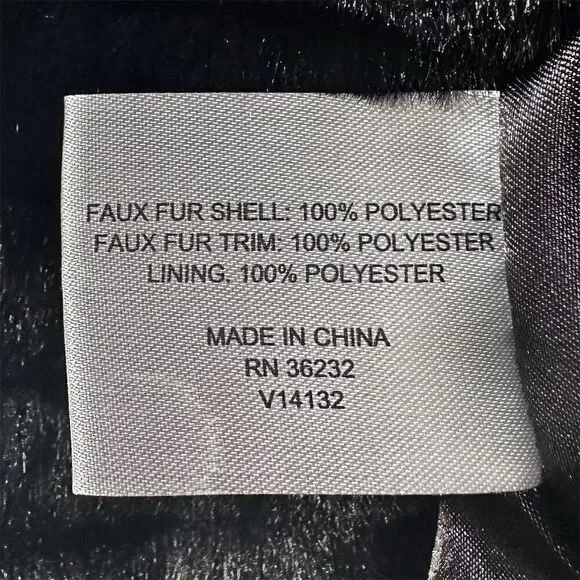 Gallery Women's Hooded Grooved Faux-Fur Jacket Black Size L - Picture 9 of 10